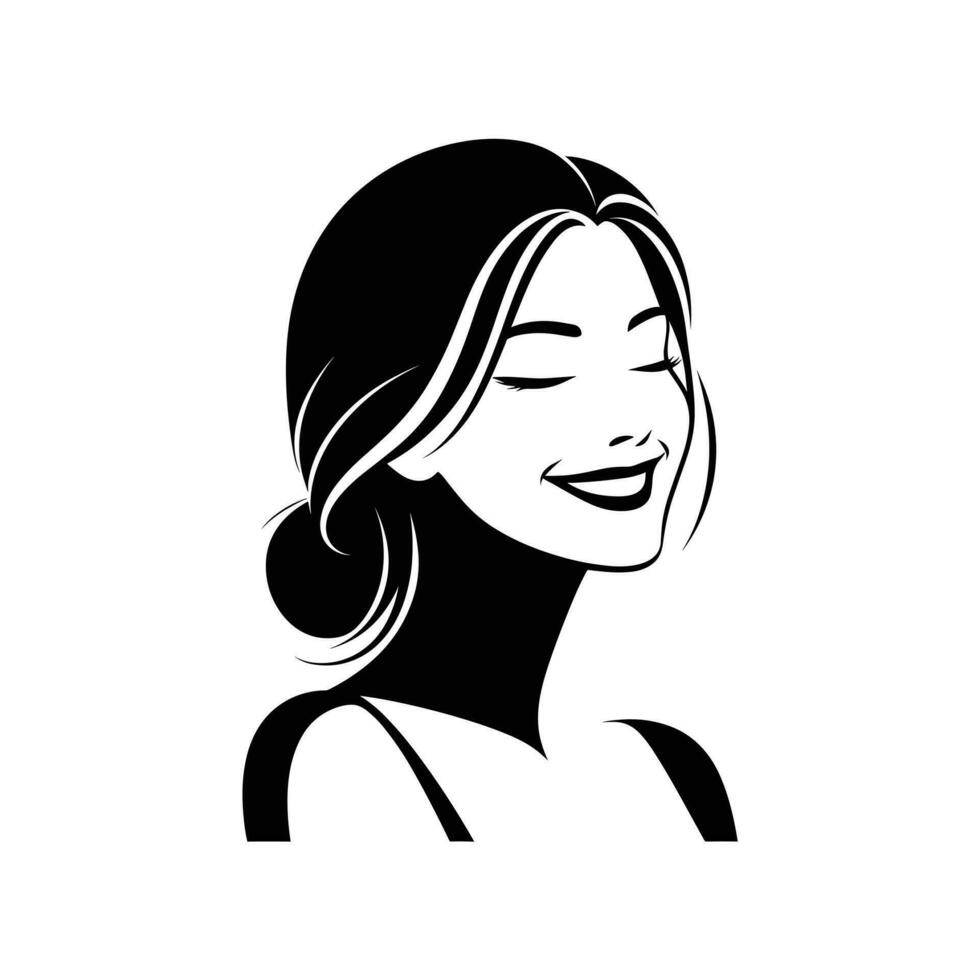 Silhouette of a happy woman vector