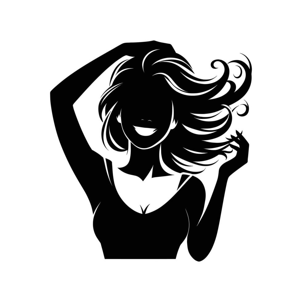 Silhouette of a happy woman vector