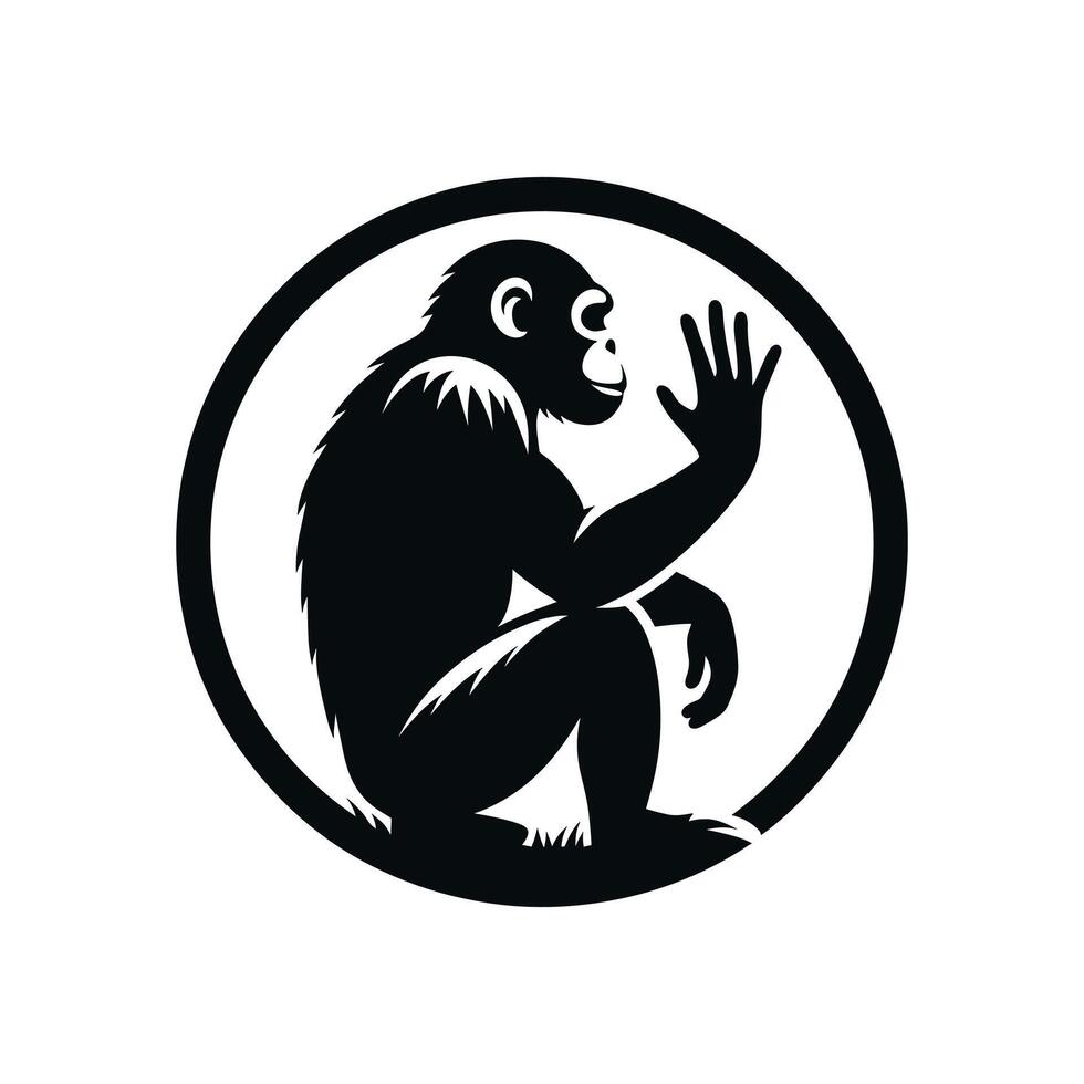 Silhouette of a Chimp in Vector, Artful Graphic Representation vector