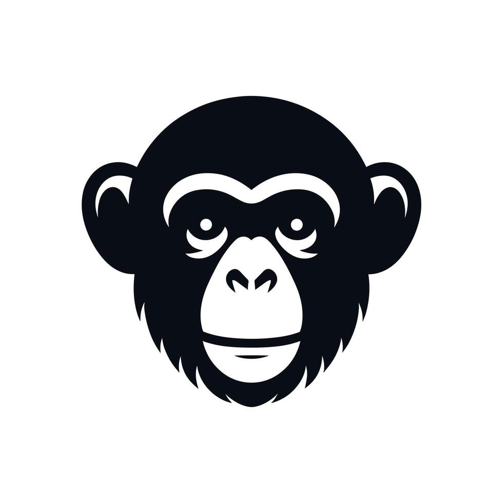 Vector Illustration of a Chimpanzee in Silhouette