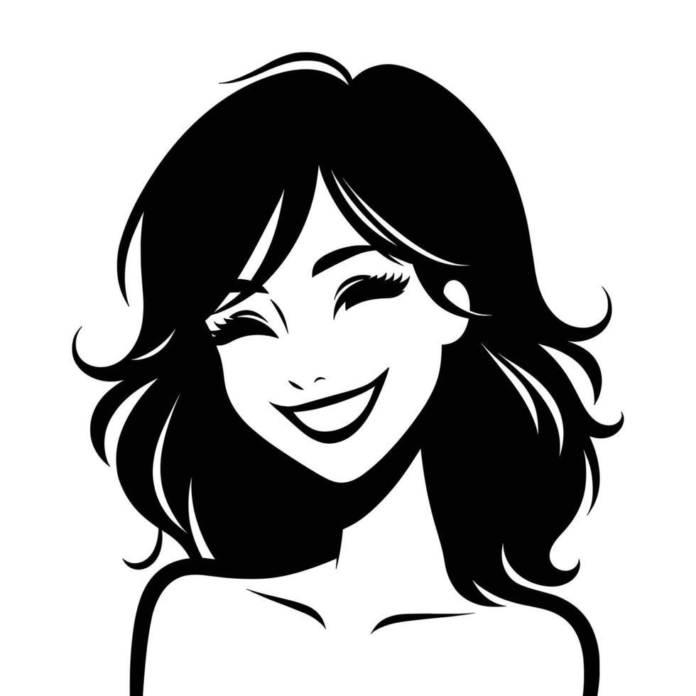 Silhouette of a happy woman vector