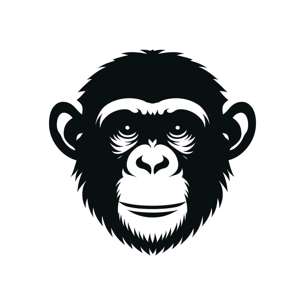Vector Illustration of a Chimpanzee in Silhouette