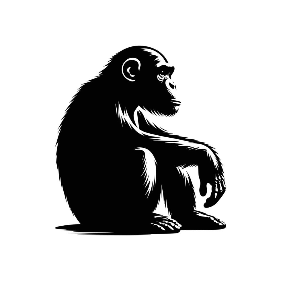 Silhouette of a Chimp in Vector, Artful Graphic Representation vector