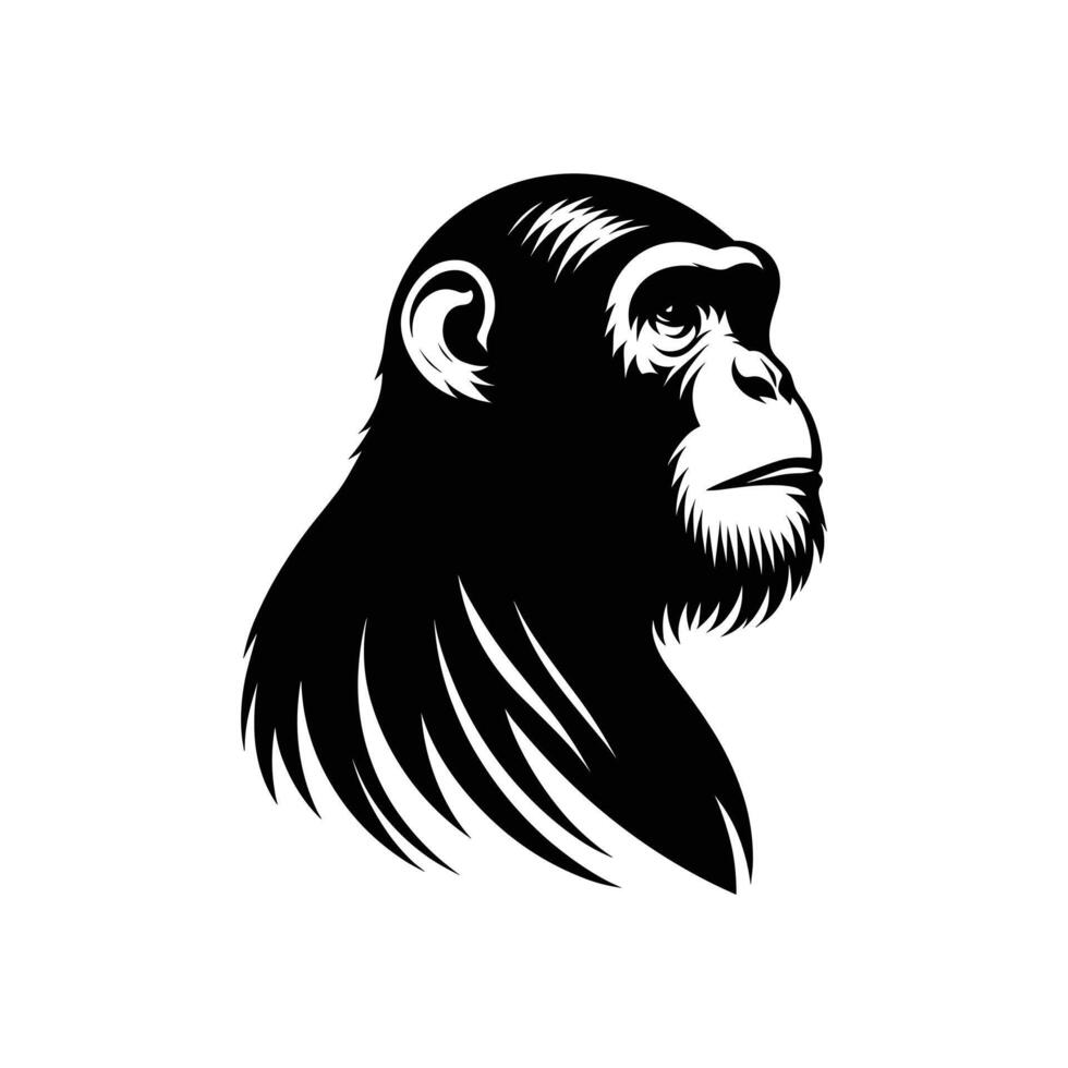 Vector Illustration of a Chimpanzee in Silhouette