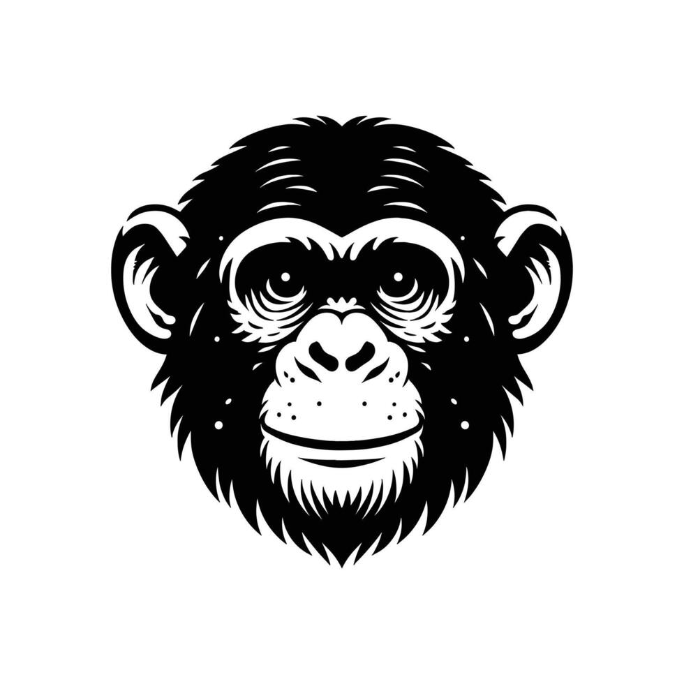 Chimpanzee Silhouette, Artistic Vector Rendering