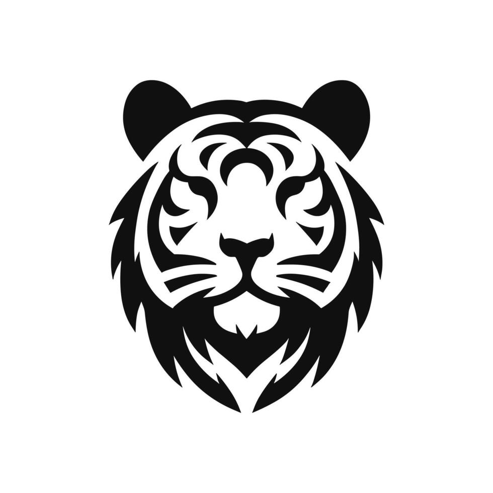 Roaring Tiger Emblem Vector Illustration of Head in Striking Silhouette Design