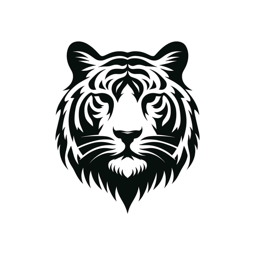 Ferocious Tiger Face Logo Silhouetted Head in Striking Design vector