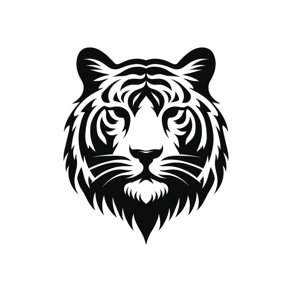 Ferocious Tiger Face Logo Silhouetted Head in Striking Design vector