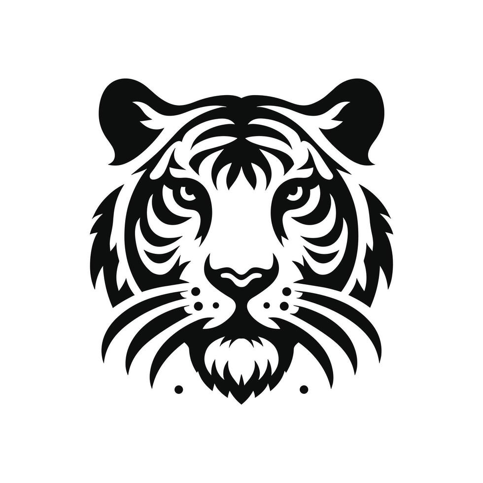 Vector Illustration Roaring Tiger Head Silhouette Logo Design