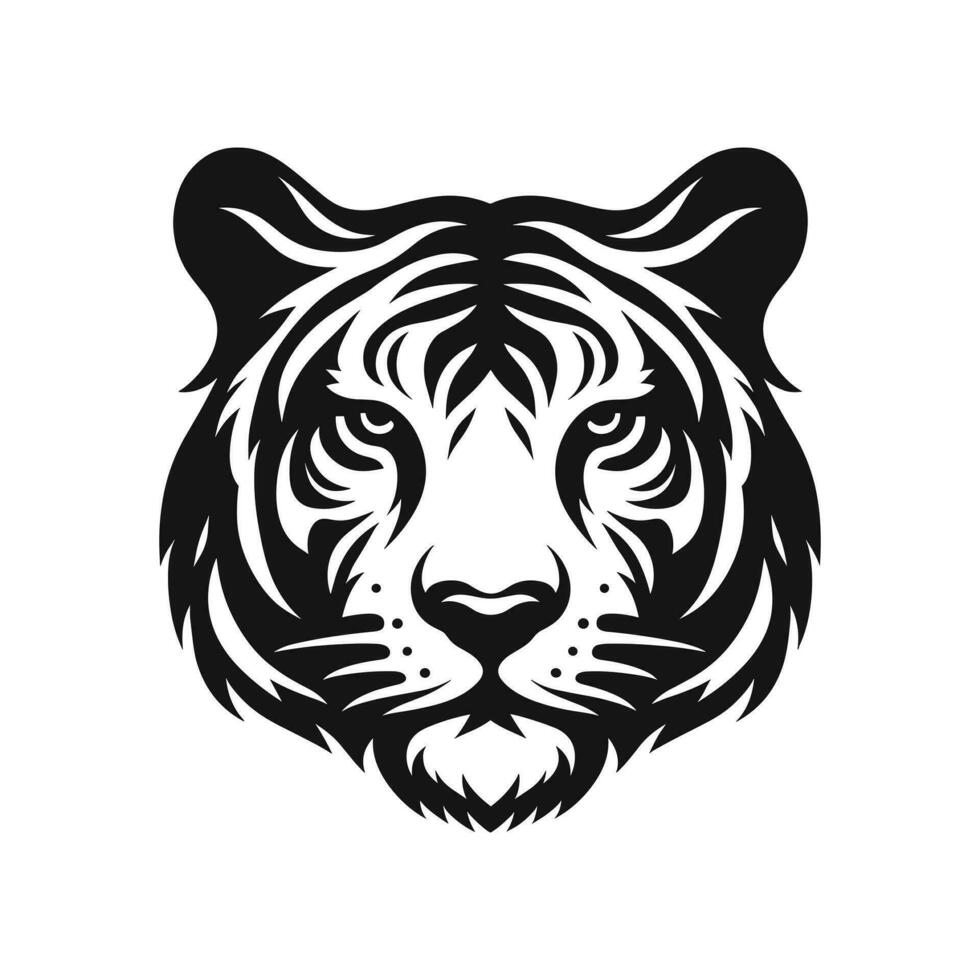 Ferocious Tiger Face Logo Silhouetted Head in Striking Design vector