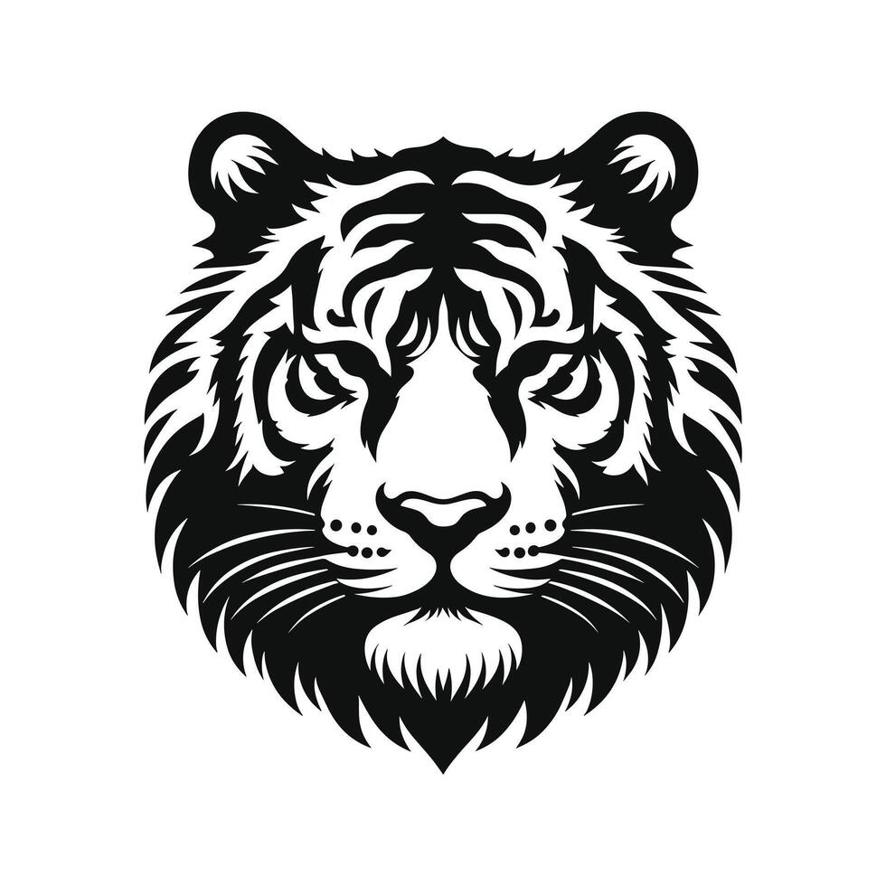 Vector Illustration Roaring Tiger Head Silhouette Logo Design