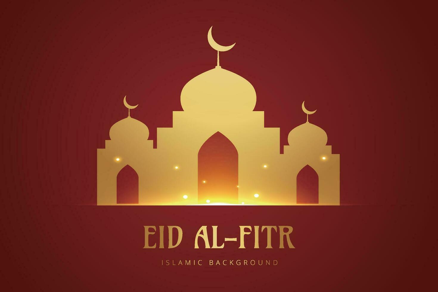 Ramadan eid mubarak greeting card with mosque silhouette free vector illustration