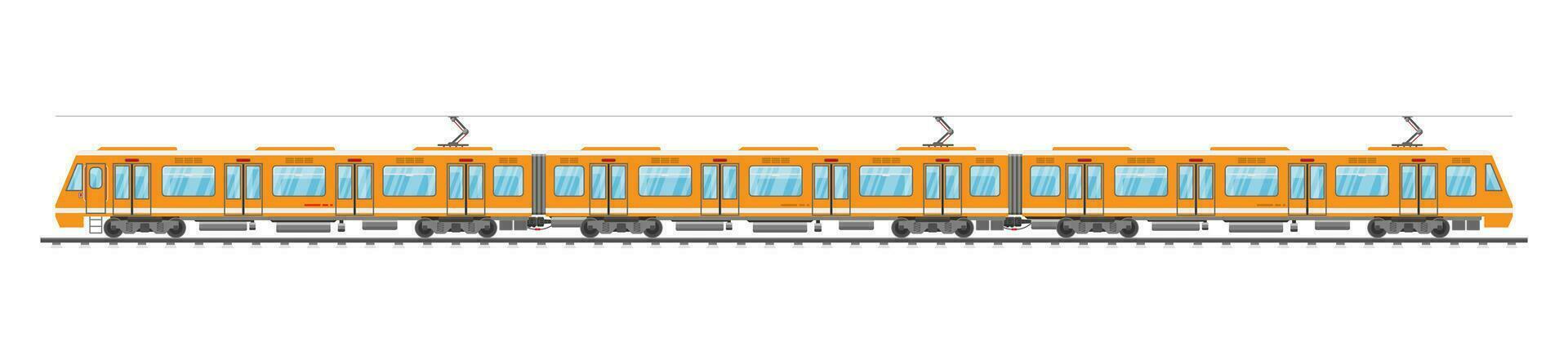 Detailed Underground Train Car Isolated. Subway Railway Car on White. Modern Urban Metro. Passenger Express Railway. Railroad Public Transportation. Rapid Transport. Flat Vector Illustration