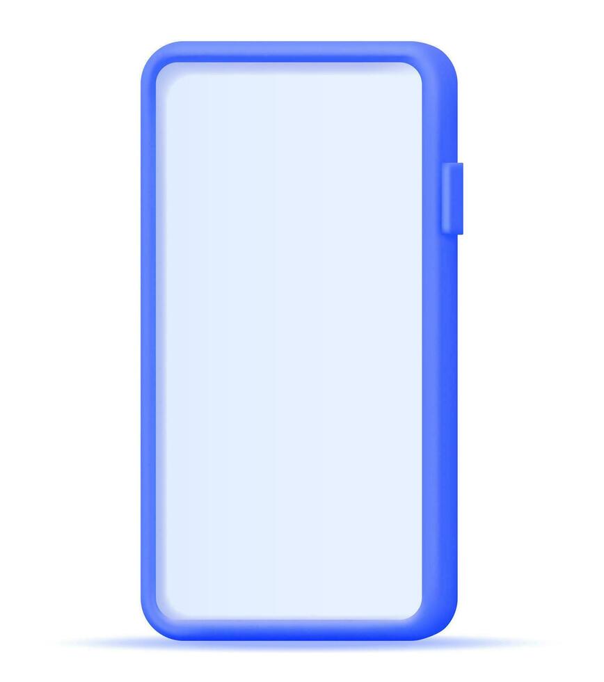 3d realista teléfono inteligente con vacío pantalla. lado ver inteligente teléfono Bosquejo prestar. 3d teléfono azul color. moderno móvil artilugio dispositivo icono. vector ilustración