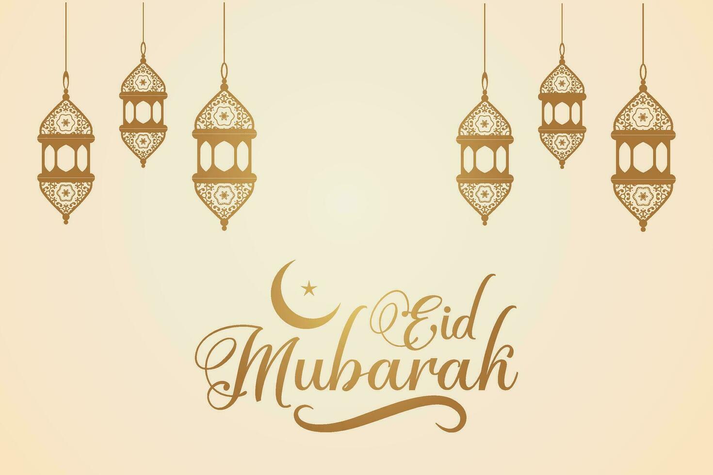 eid mubarak greeting card with gold and black background vector