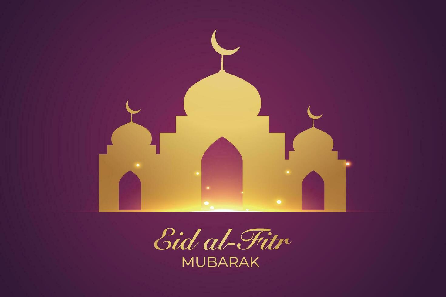 Ramadan eid mubarak greeting card with mosque silhouette free vector illustration