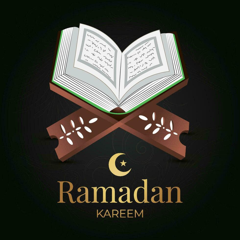 ramadan kareem greeting card ramadan kareem background with open book and crescent vector
