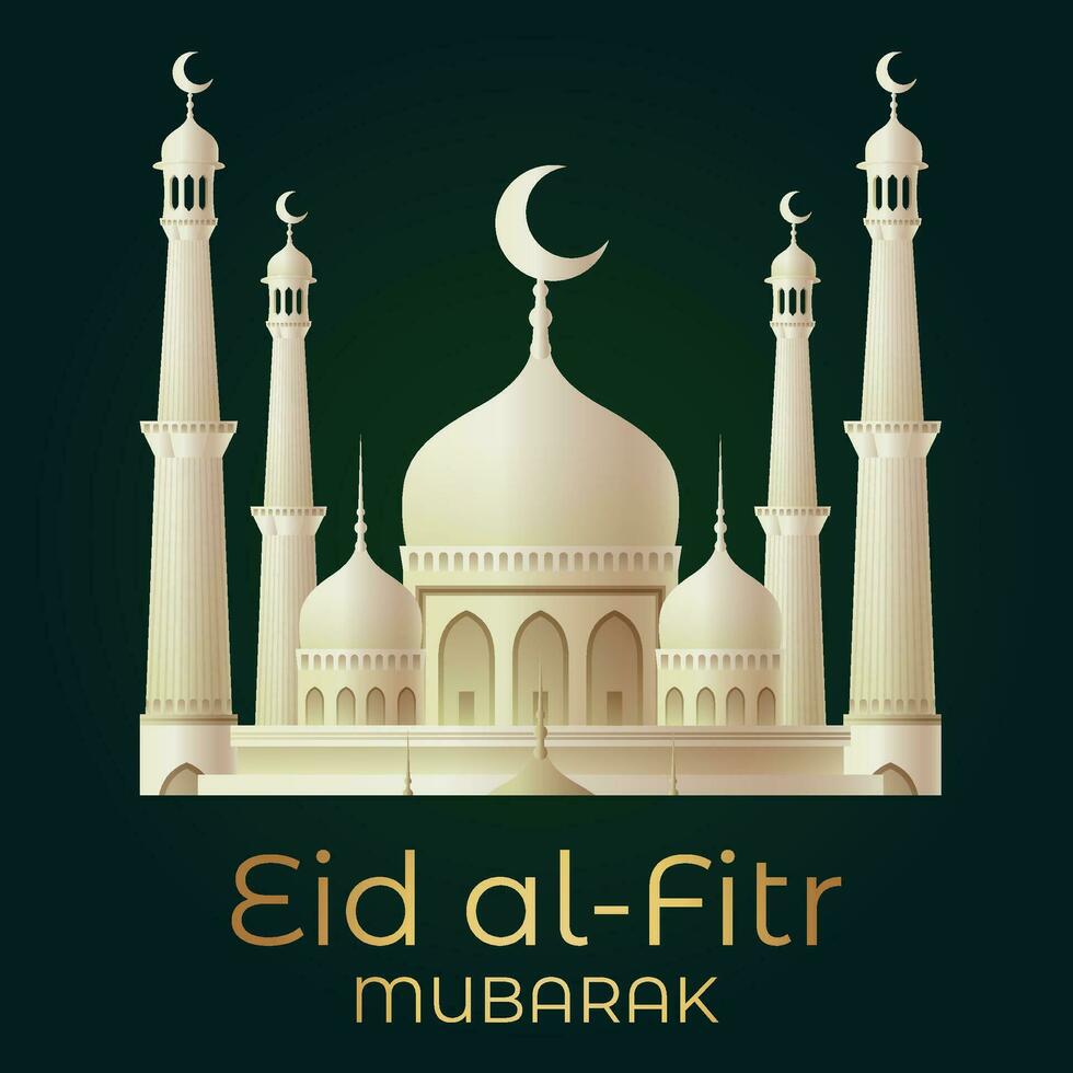 Ramadán eid al-fitr Mubarak saludo tarjeta con linternas y Arábica llamada vector