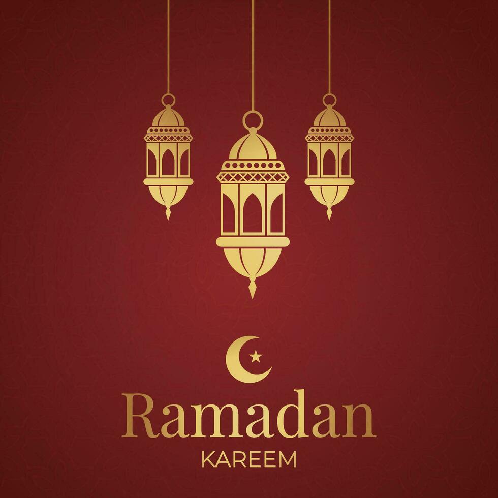 Ramadan eid mubarak greeting card with mosque silhouette free vector illustration