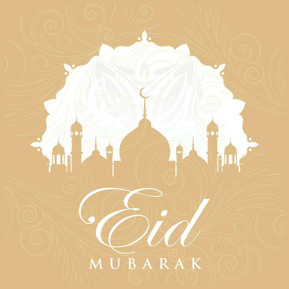 eid mubarak greeting card with mosque vector illustration