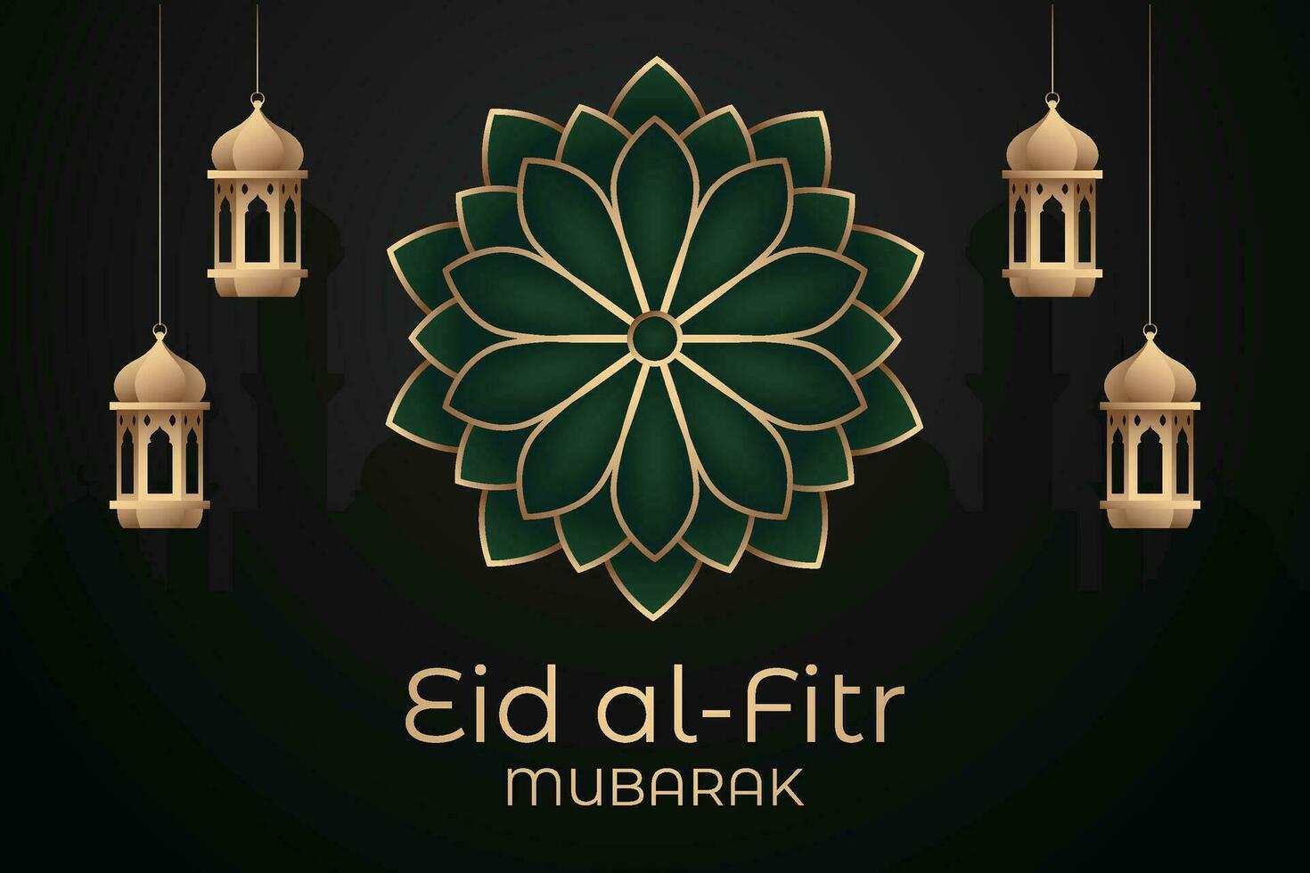 Ramadán eid Mubarak saludo tarjeta con mezquita silueta gratis vector ilustración