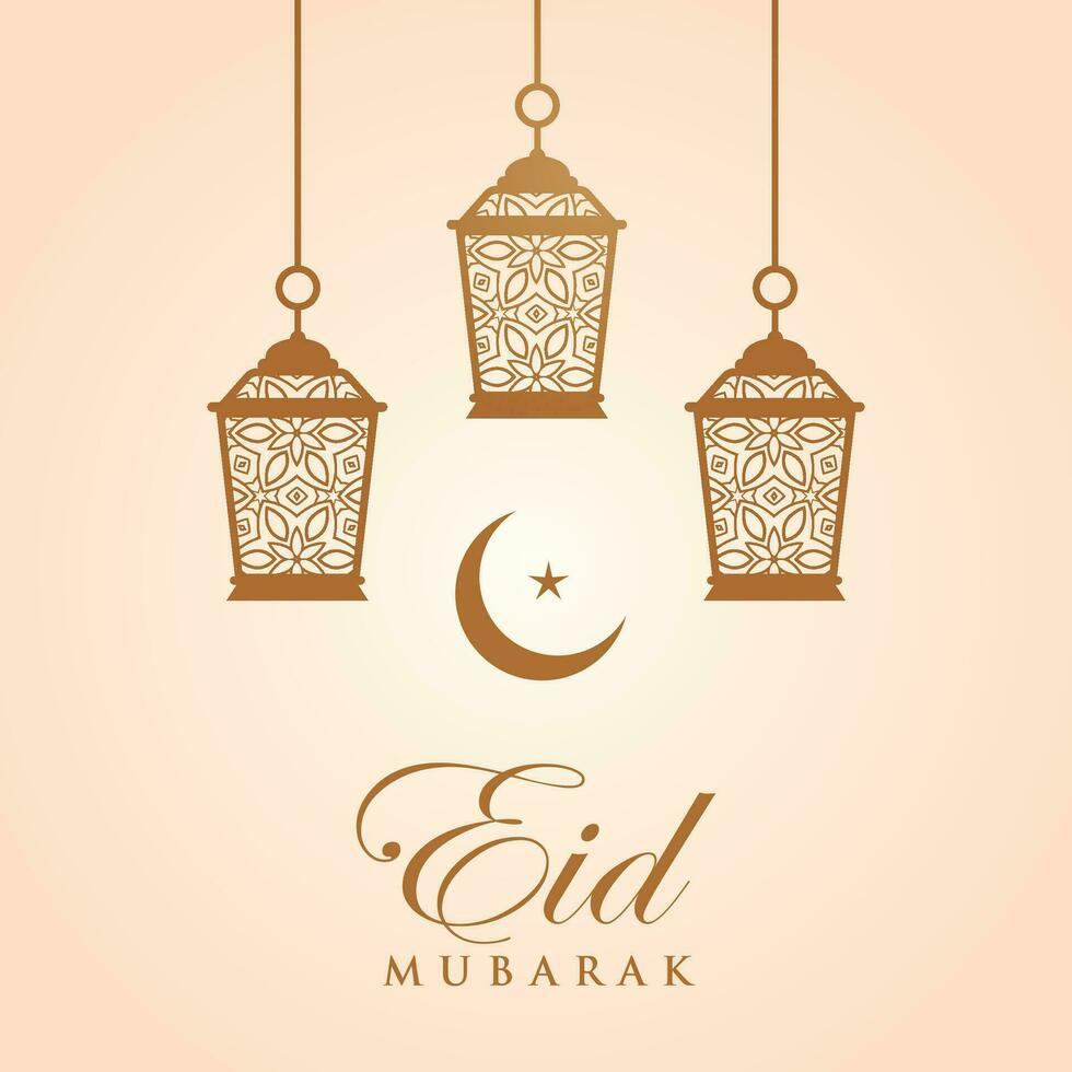 Ramadan eid mubarak greeting card with mosque silhouette free vector illustration