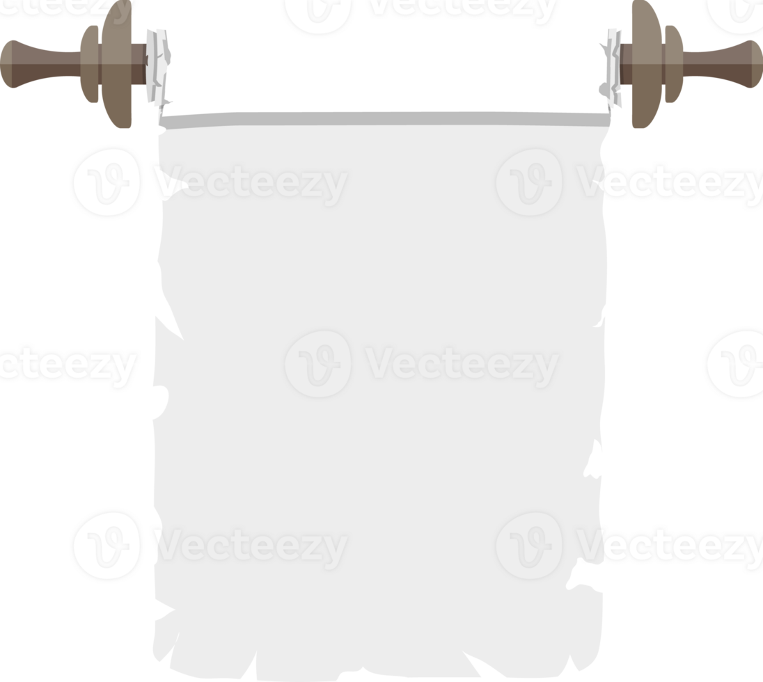 Ancient paper scroll with wooden handles png