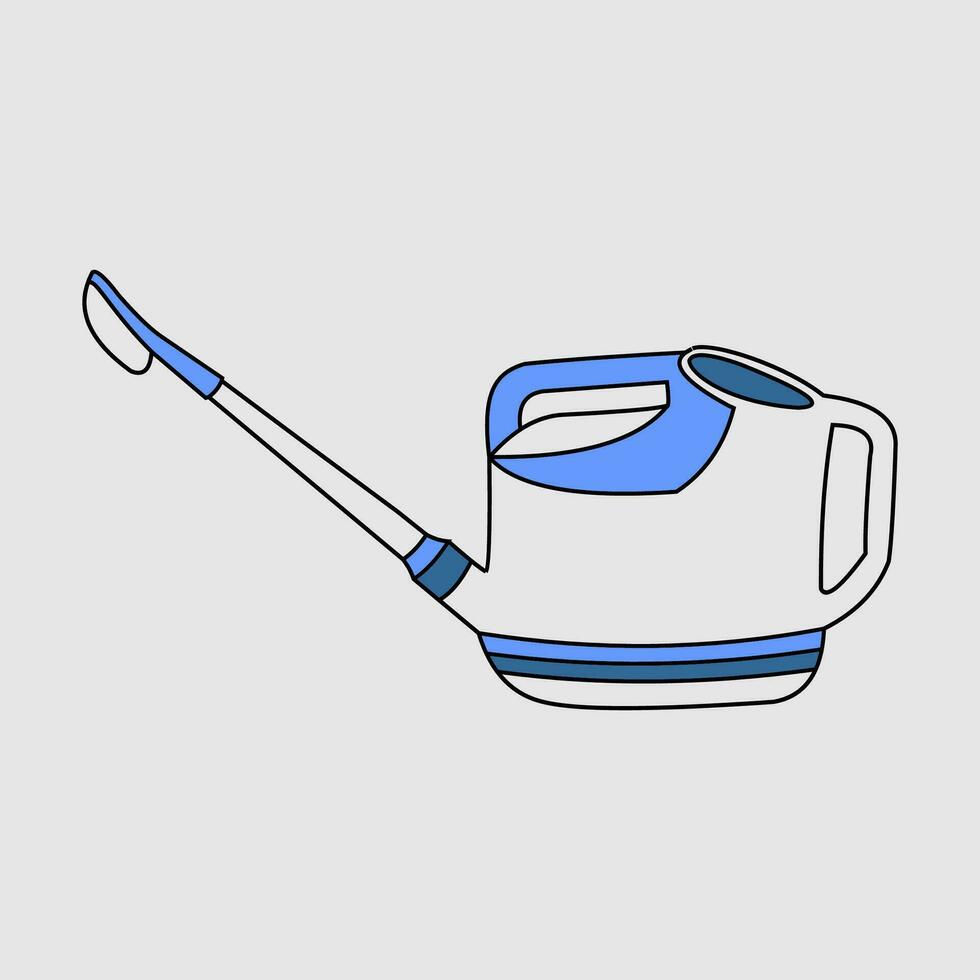 Watering can blue with line icon vector