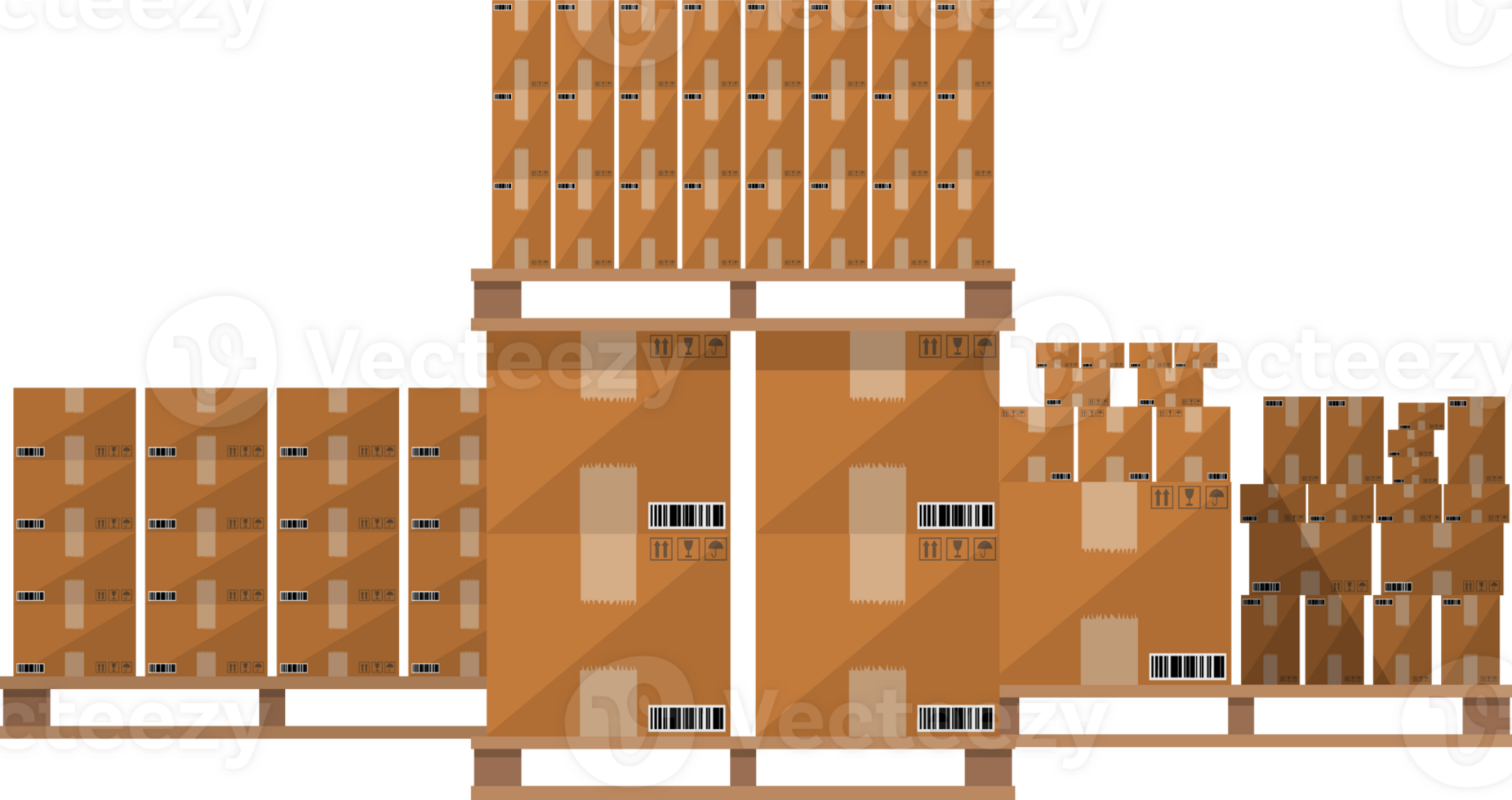 Wooden pallet with cardboard boxes png