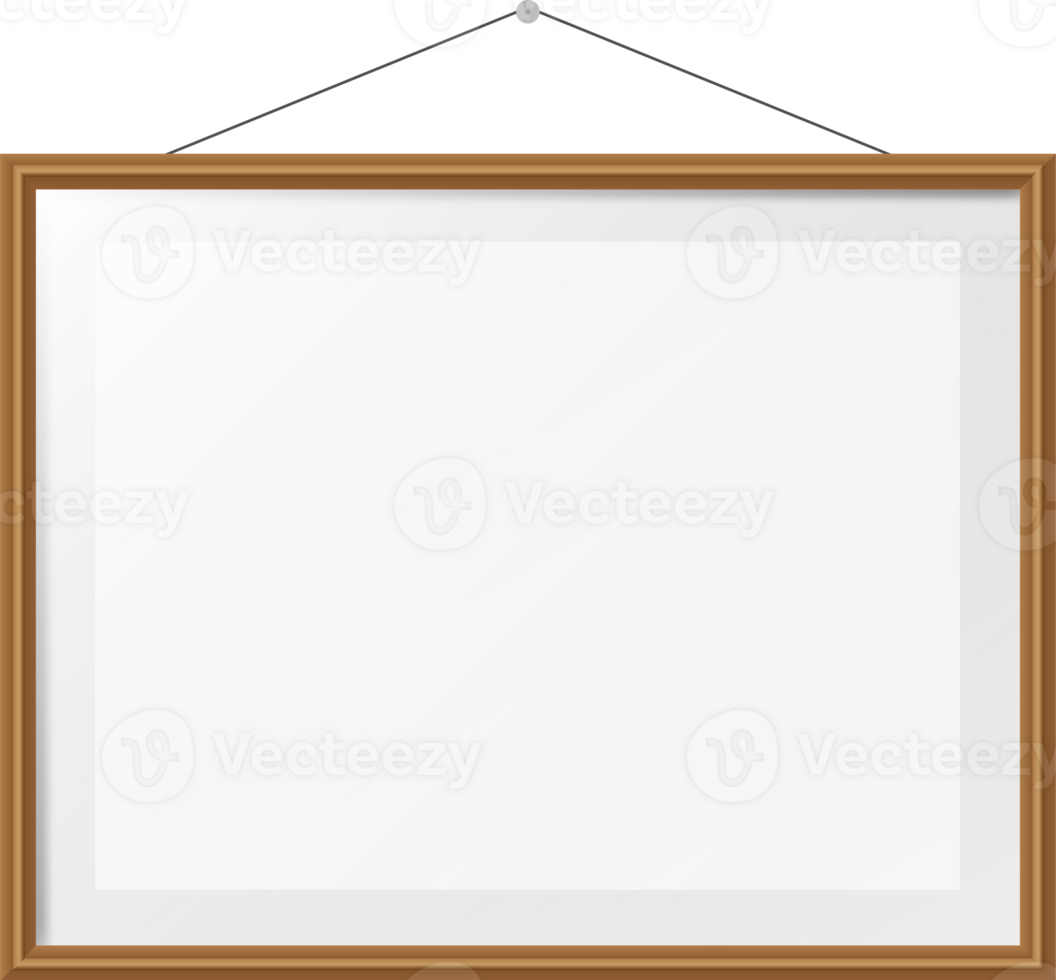Realistic wooden photo frame png