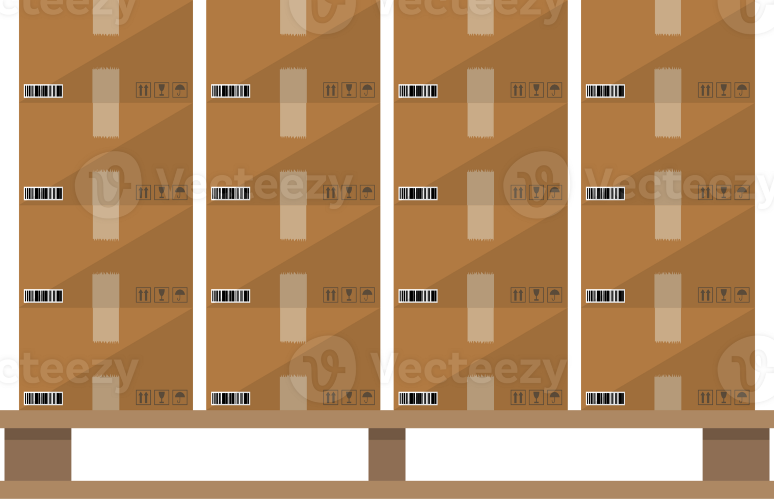 Wooden pallet with cardboard boxes png