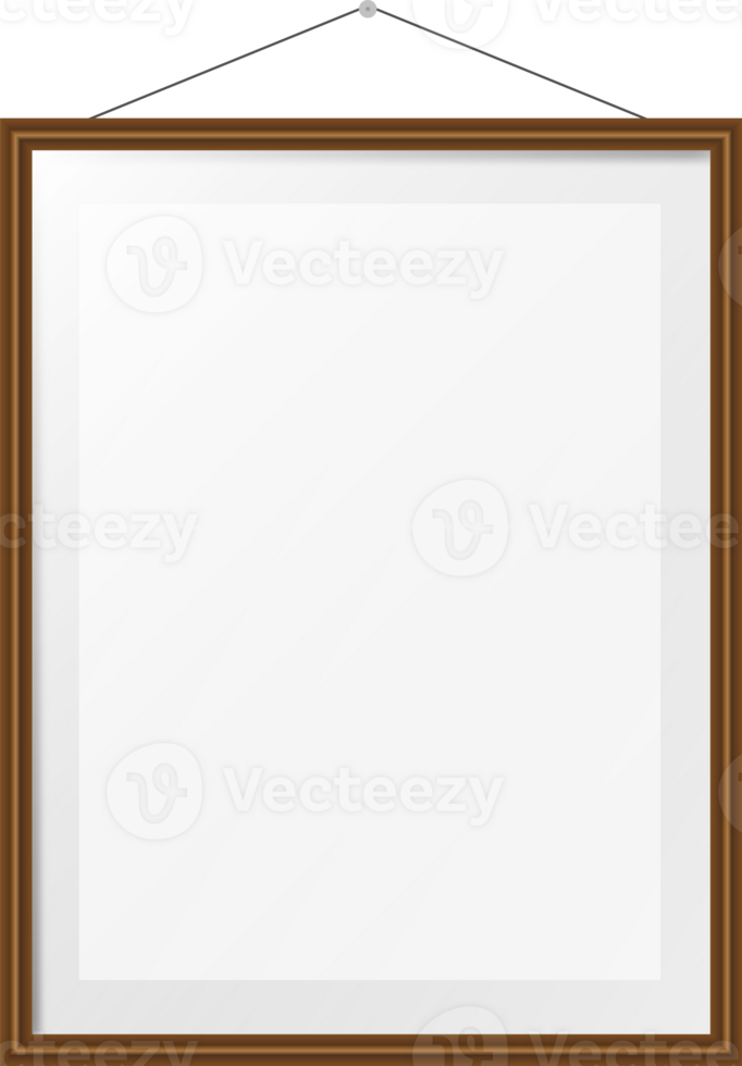 Realistic wooden photo frame png