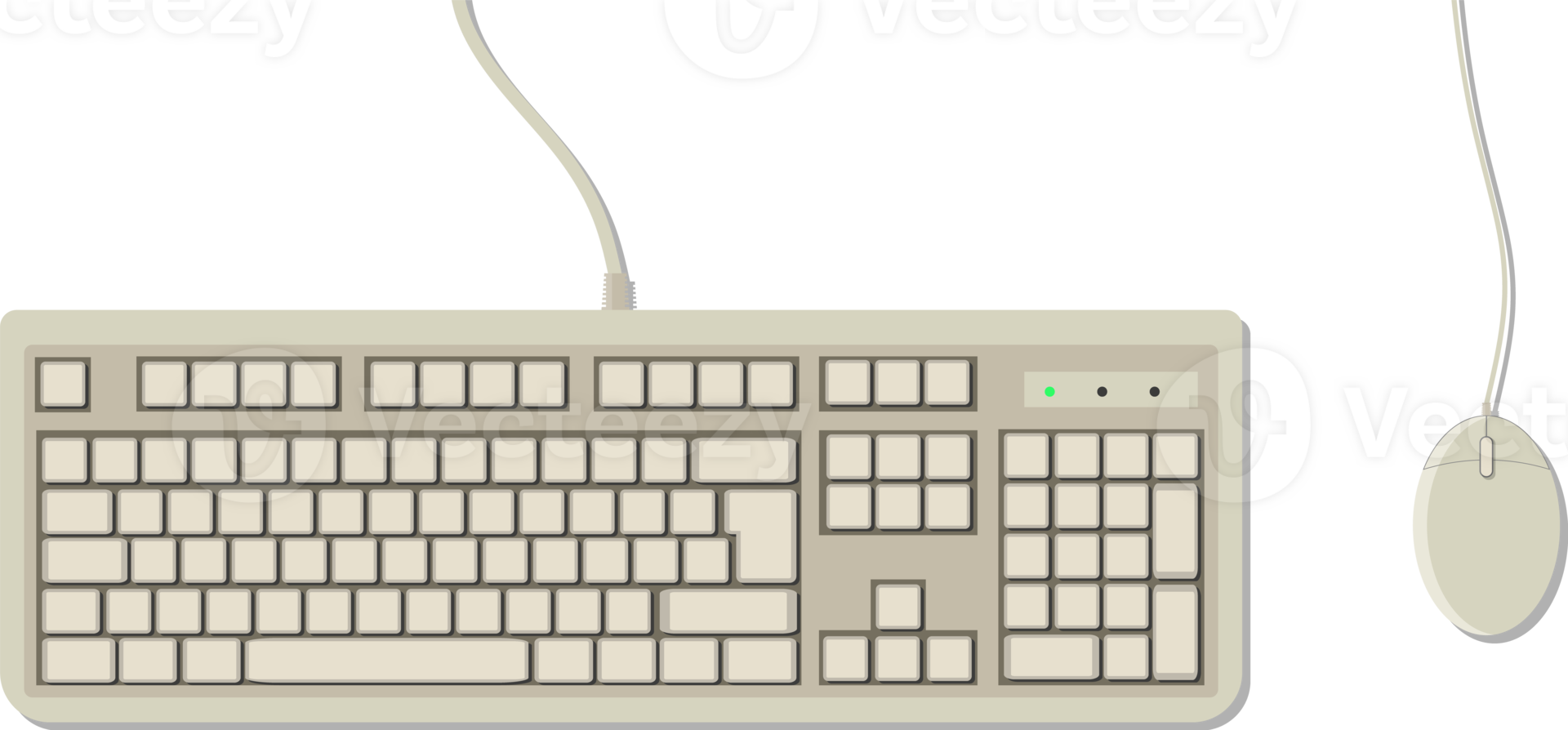 White retro computer keyboard and mouse png