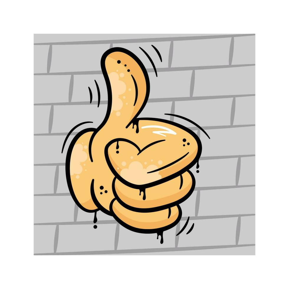 Well crafted graffiti style flat icon of thumbs up showing concept of like vector