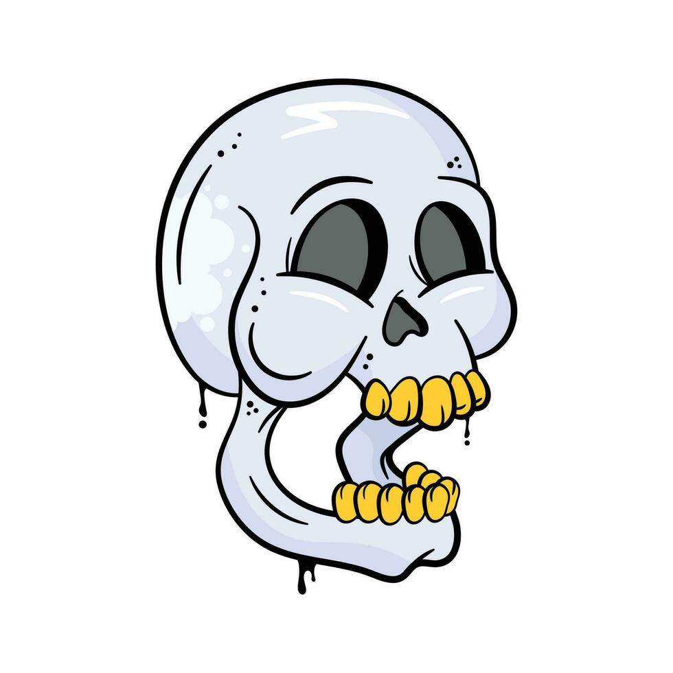 Devil skull hand drawn vector, head skeleton, scary head bone, funny cartoon skull icon vector