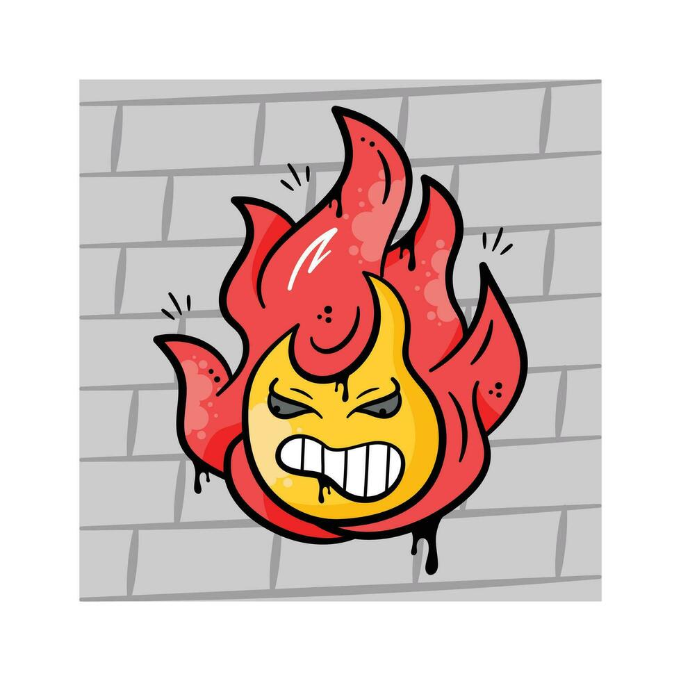 Fire cartoon graffiti art vector design up for premium use