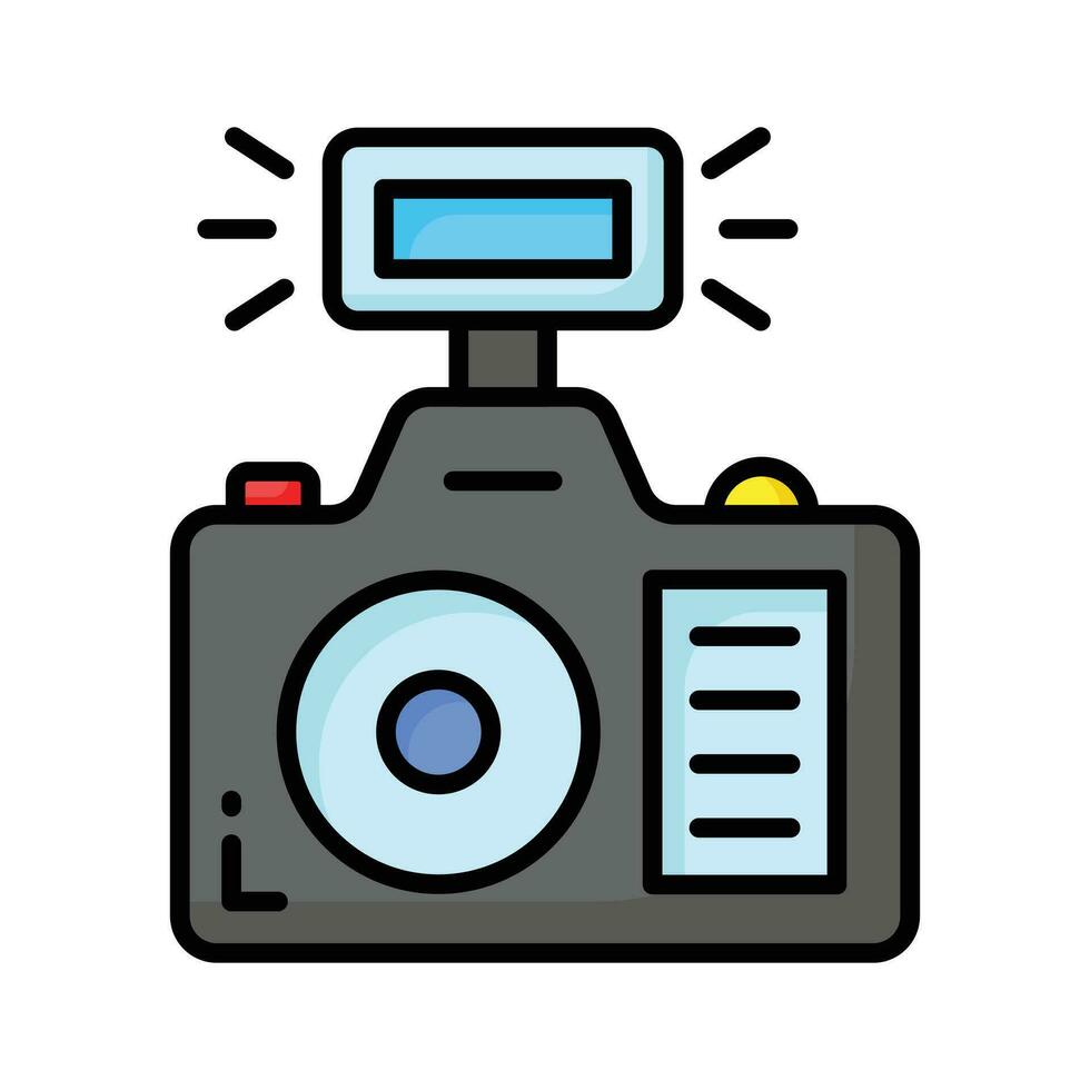 foto cámara con lente y botón demostración concepto icono de fotografía en de moda estilo vector
