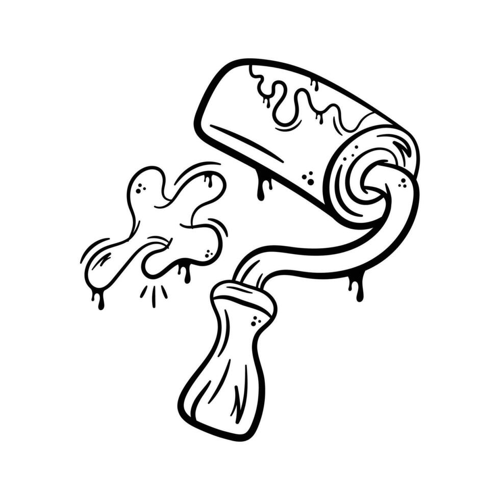 Premium flat hand drawn icon of paint roller, customizable vector