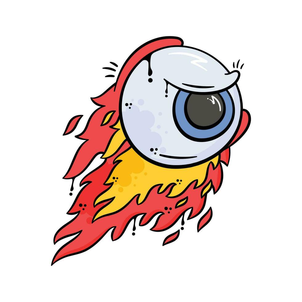 Take a glimpse at this creatively designed flaming eyeball in cartoon style vector