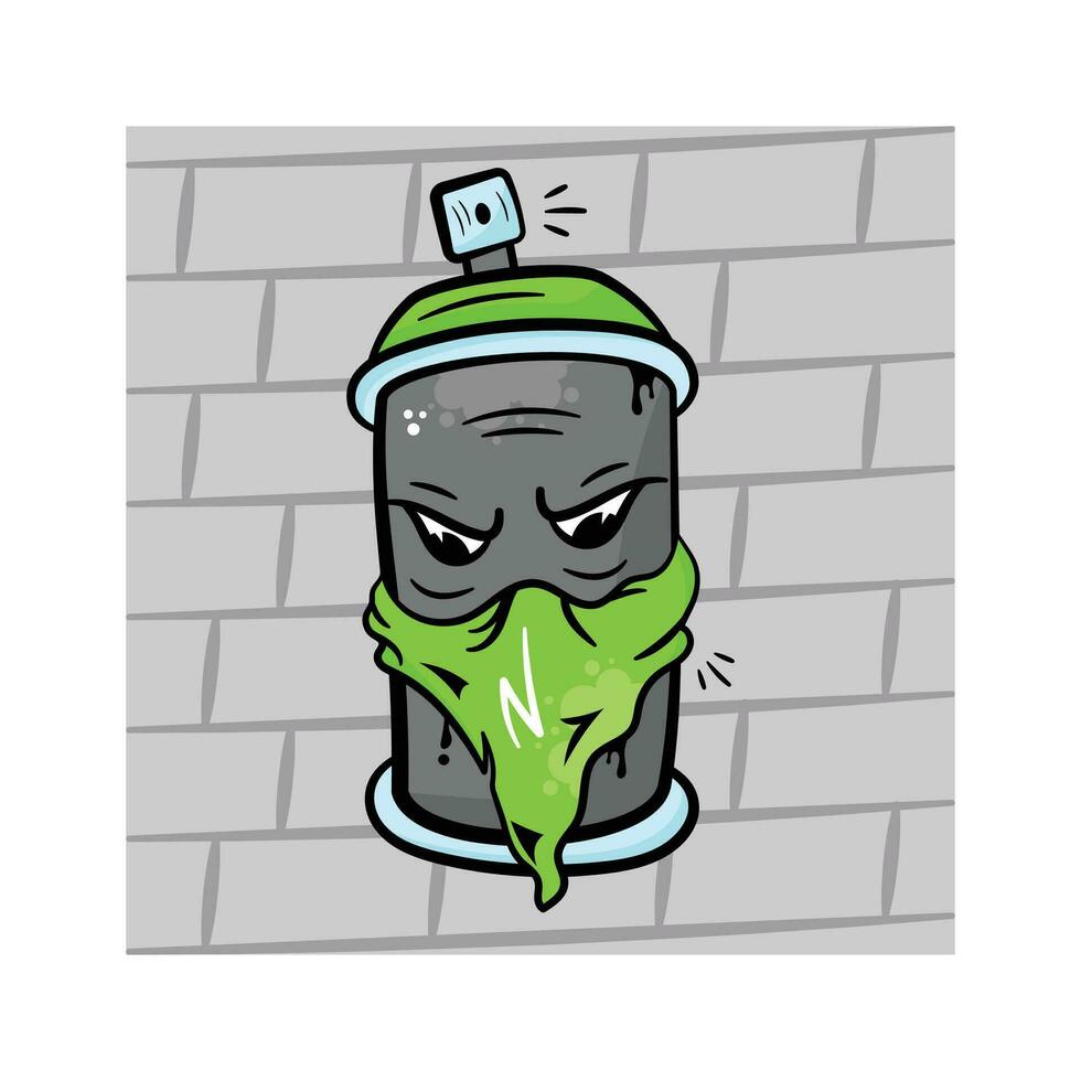 Grab this hand vector of aerosol spray in graffiti art style, ready for premium use