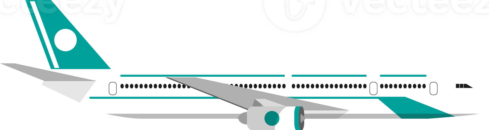Abstract white plane icon side view png