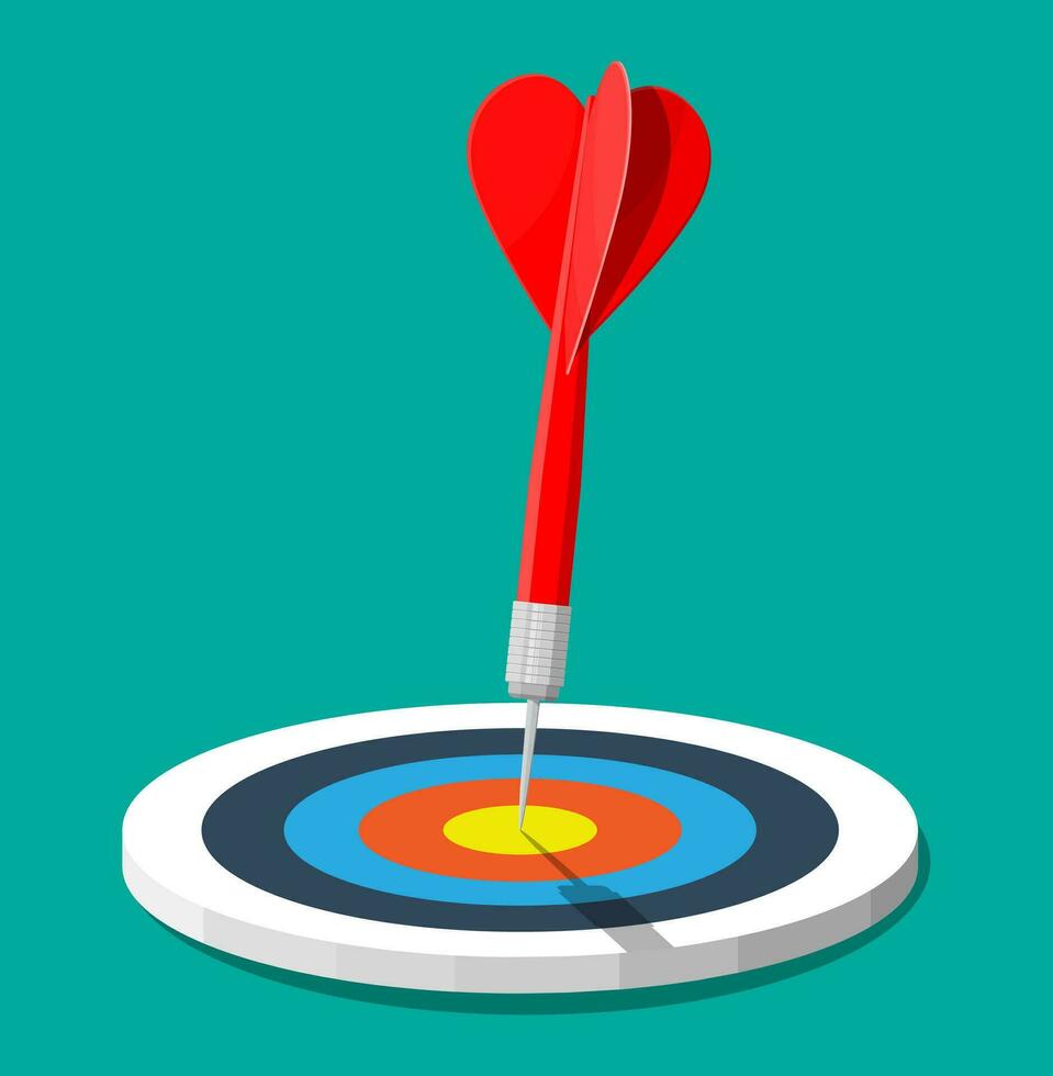 Target with dart in center. Goal setting. Smart goal. Business target concept. Achievement and success. Vector illustration in flat style