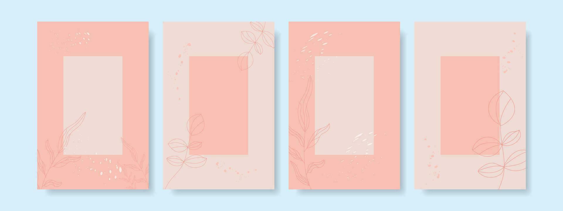 Minimal floral vector background cover. Design in Peach Fluff color for banner, cover, invitation.