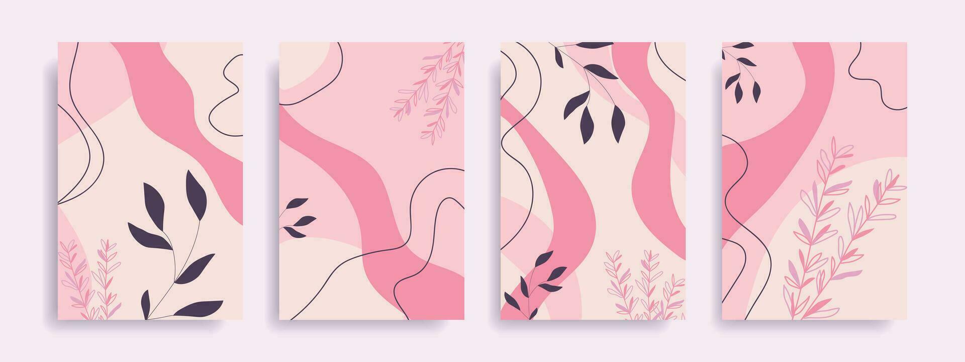 Floral modern abstract backgrounds in pink tones. Poster with flowers. vector