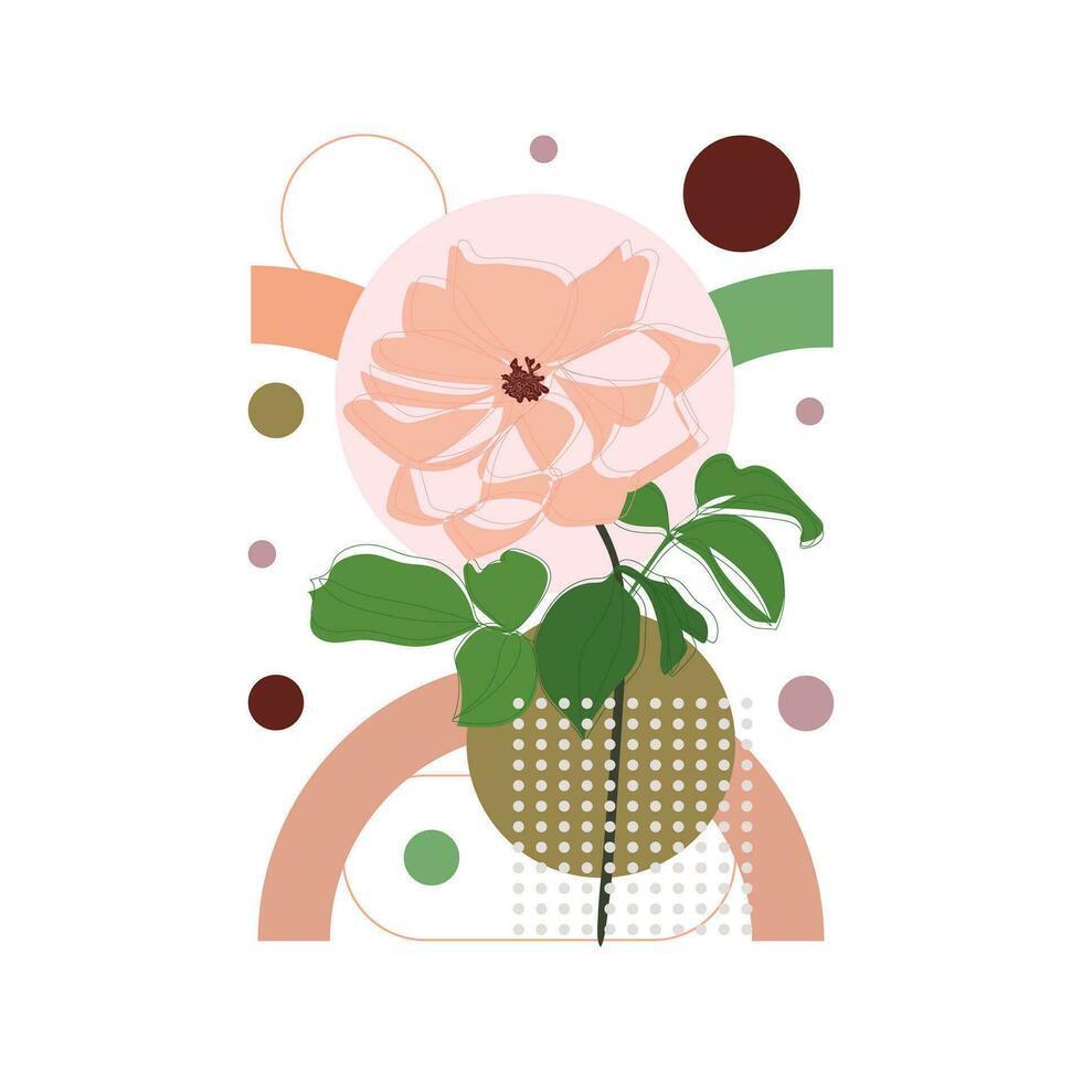 flor en Bauhaus estilo. té Rosa en moderno Bauhaus estilo. vector