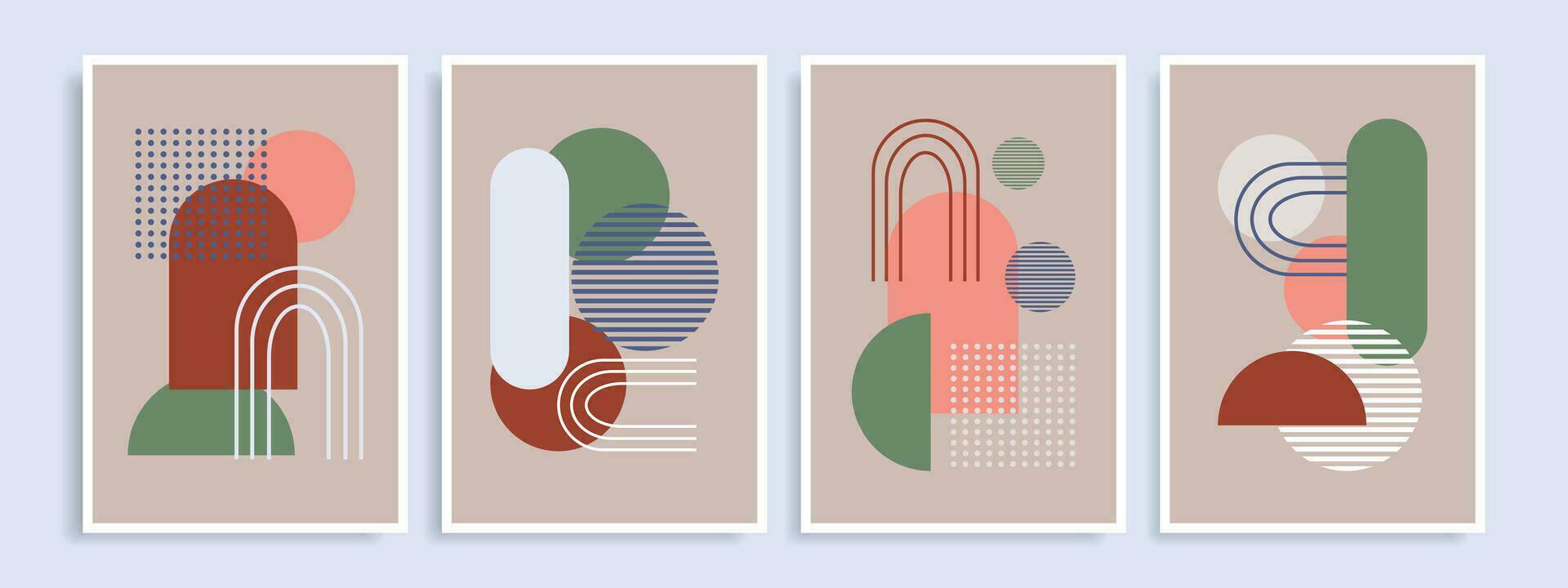 Set of abstract graphic posters. Modern background with geometric shapes. Decor in boho style. vector
