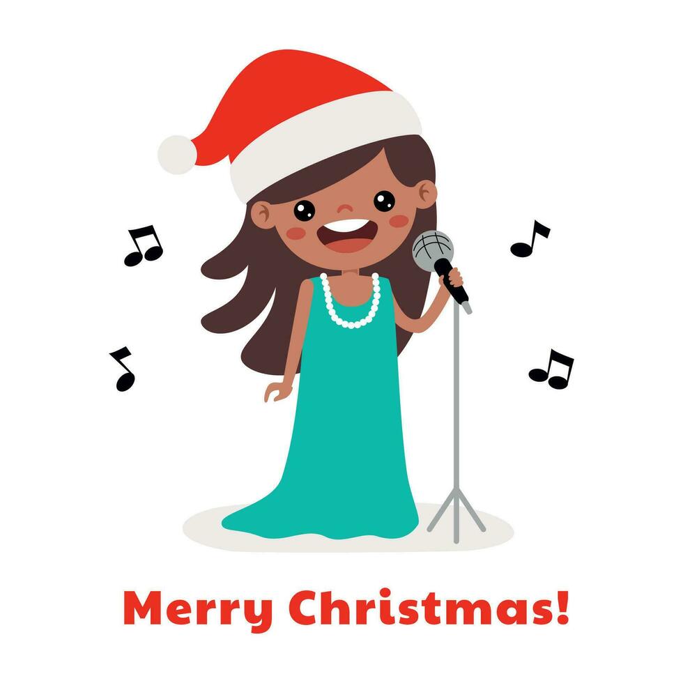 Cartoon Kid Singing At Christmas vector