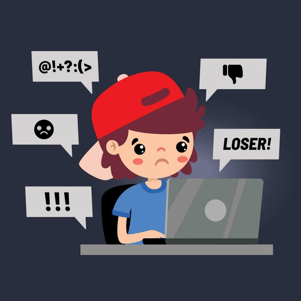 Cartoon Drawing Of Cyber Bullying vector