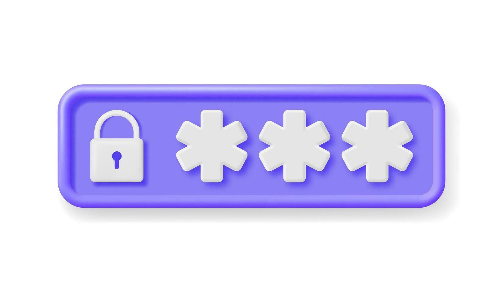 3D Password Field with Padlock Isolated. Render Hidden Password Symbol in Pad Lock. Computer Data Protection, Security and Confidentiality. Safety, Login Encryption and Privacy. Vector Illustration