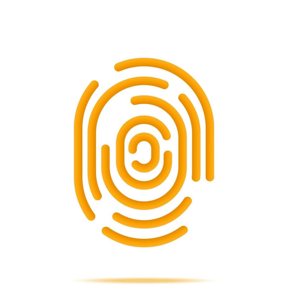 3D Fingerprint Icon Isolated. Render Finger Print Symbol. Identification and Authorization System. Fingerprint for ID, Passport, Applications. Simple Finger Print Biometric Scan. Vector Illustration